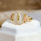 Floral Rose Radiant Our Lady Zircon Ring