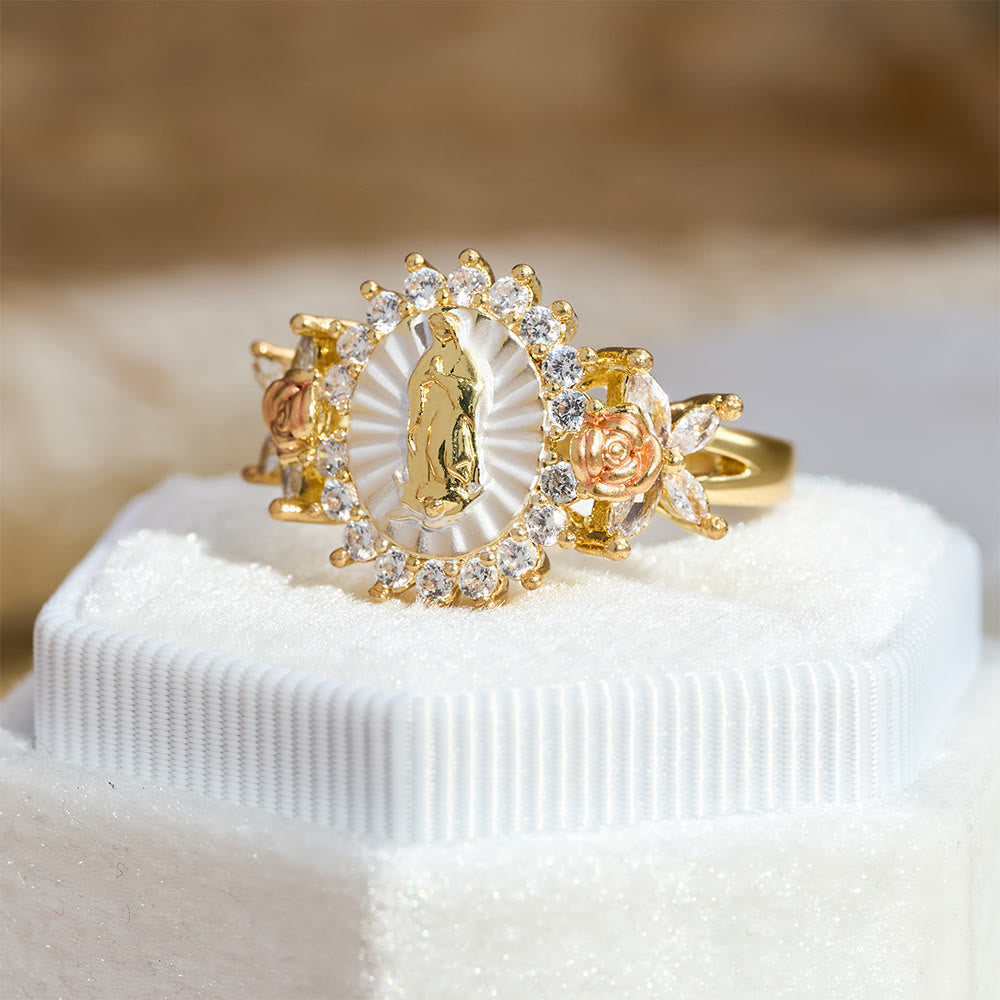Floral Rose Radiant Our Lady Zircon Ring
