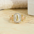 Floral Rose Radiant Our Lady Zircon Ring
