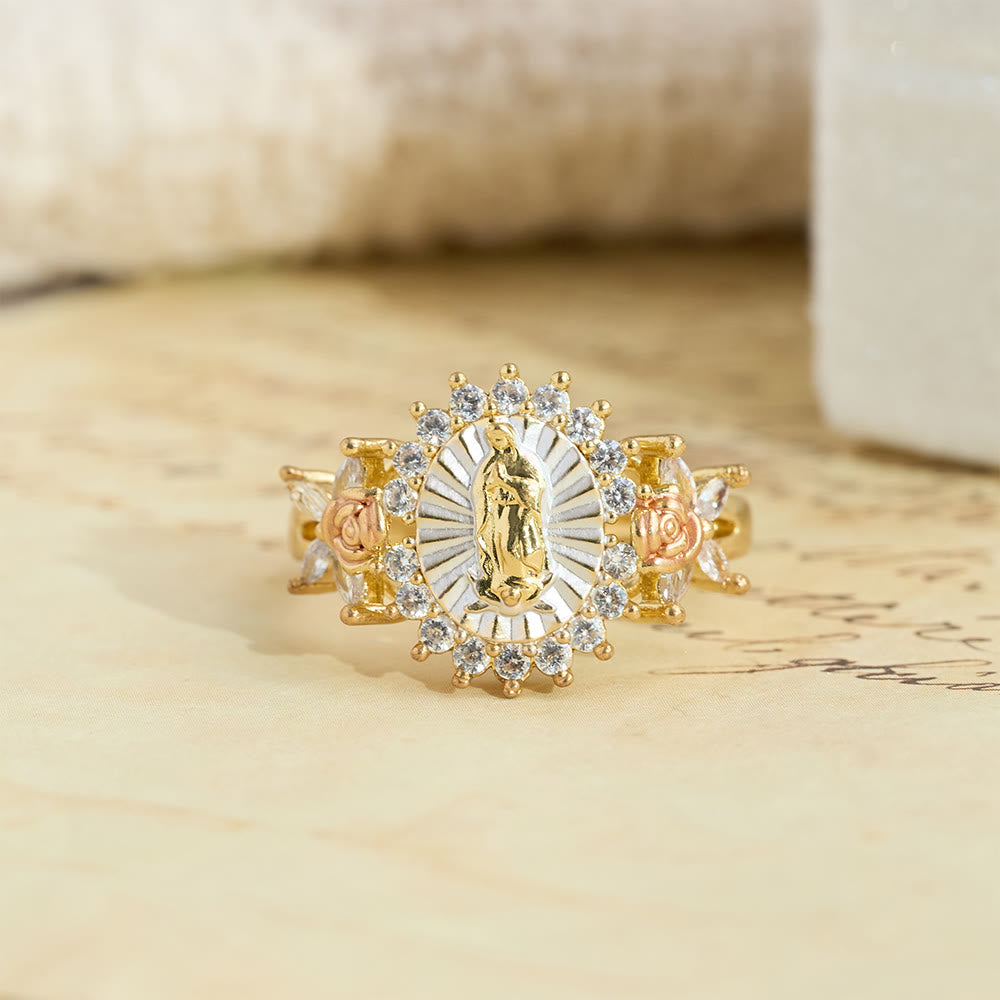 Floral Rose Radiant Our Lady Zircon Ring