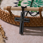 Three-Color Dual-Layer Twisted Steel Core Cross Necklace