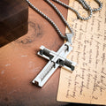 Three-Color Dual-Layer Twisted Steel Core Cross Necklace