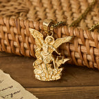 Dual-Color St. Michael Archangel Pendant Necklace