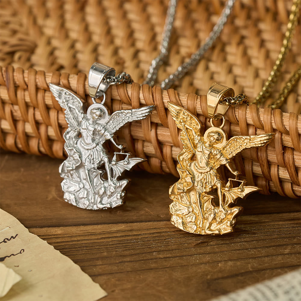 Dual-Color St. Michael Archangel Pendant Necklace