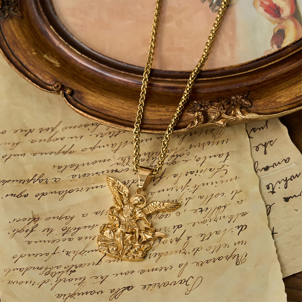 Dual-Color St. Michael Archangel Pendant Necklace