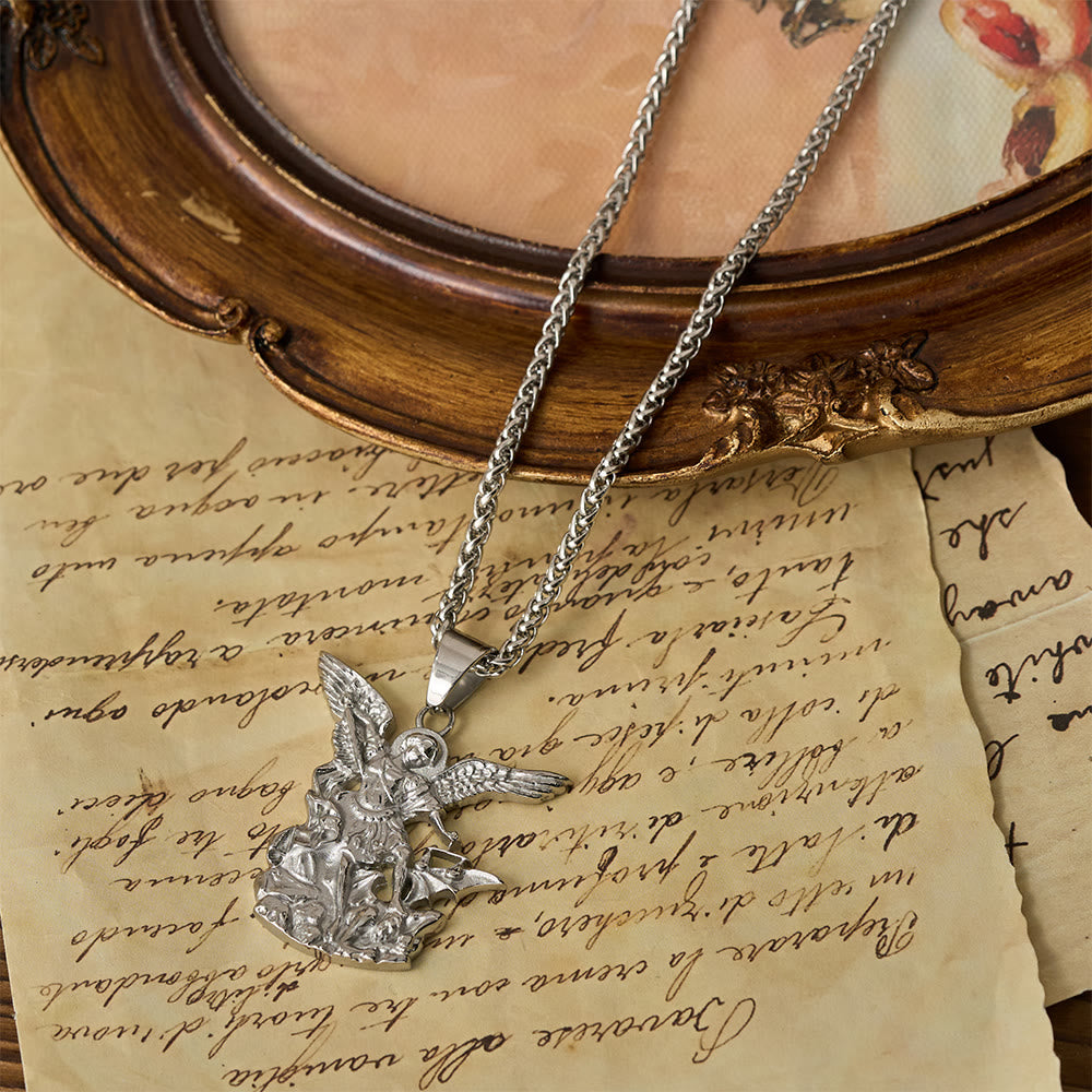 Dual-Color St. Michael Archangel Pendant Necklace