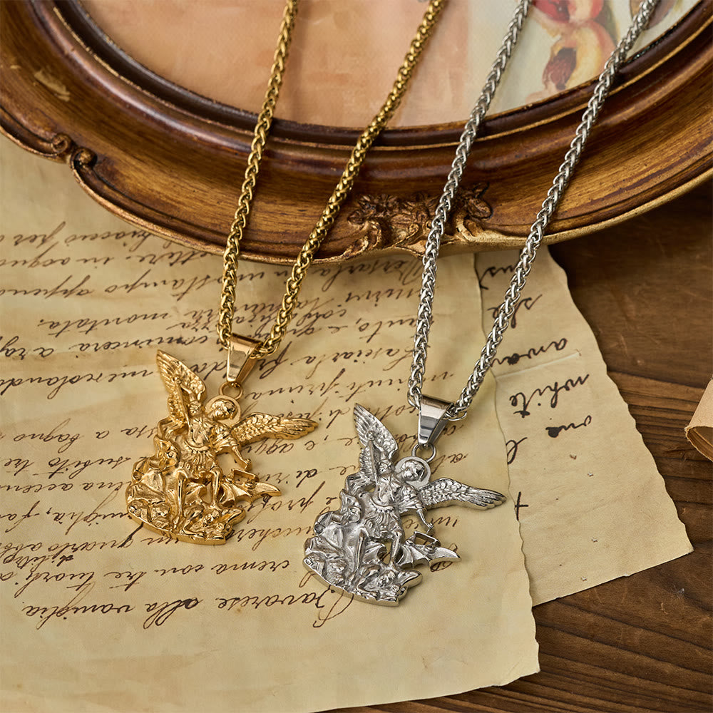 Dual-Color St. Michael Archangel Pendant Necklace