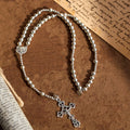 Sacred Silver Tone Magnetic Rosary Bracelet