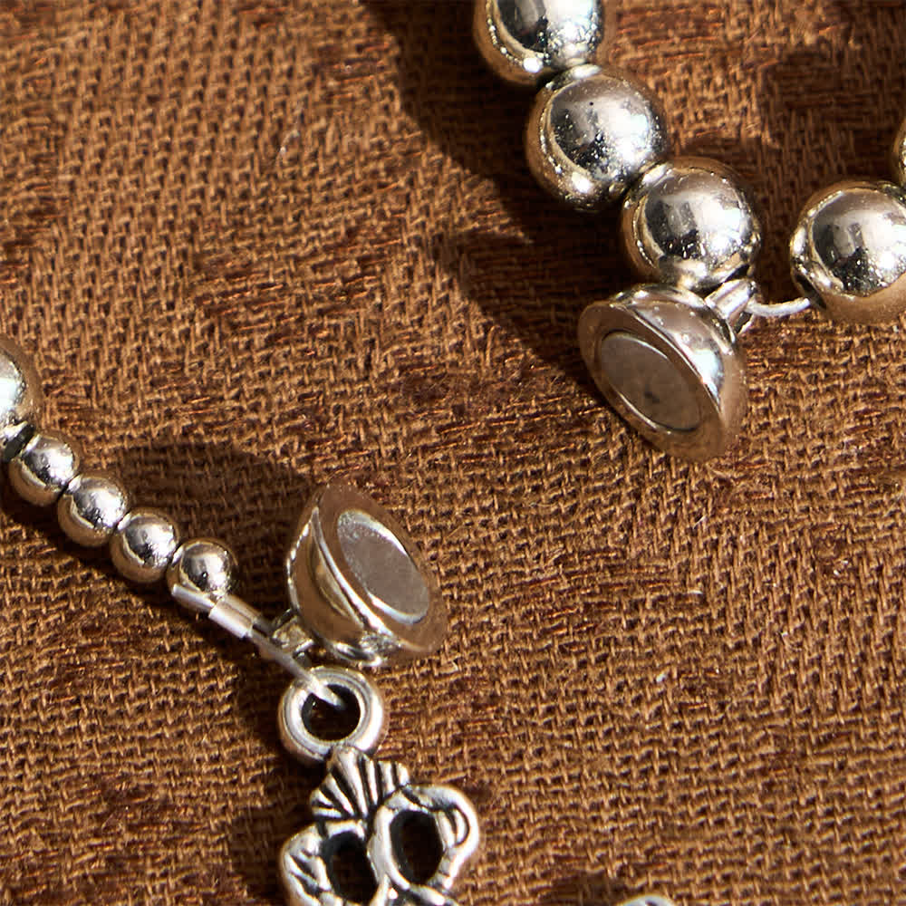 Sacred Silver Tone Magnetic Rosary Bracelet