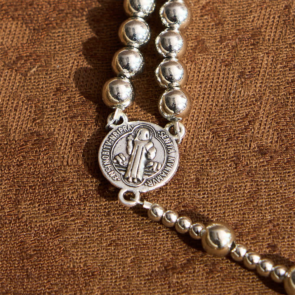 Sacred Silver Tone Magnetic Rosary Bracelet