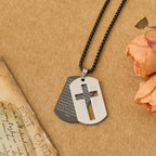 The Lord's Prayer Cross Dog Tag Pendant Necklace