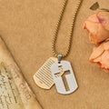 The Lord's Prayer Cross Dog Tag Pendant Necklace