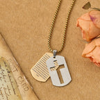 The Lord's Prayer Cross Dog Tag Pendant Necklace