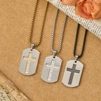 The Lord's Prayer Cross Dog Tag Pendant Necklace