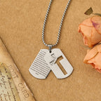 The Lord's Prayer Cross Dog Tag Pendant Necklace