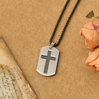 The Lord's Prayer Cross Dog Tag Pendant Necklace