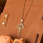 CZ-Encrusted Crucifix Key Pendant Necklace