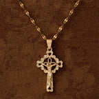 CZ-Encrusted Crucifix Key Pendant Necklace