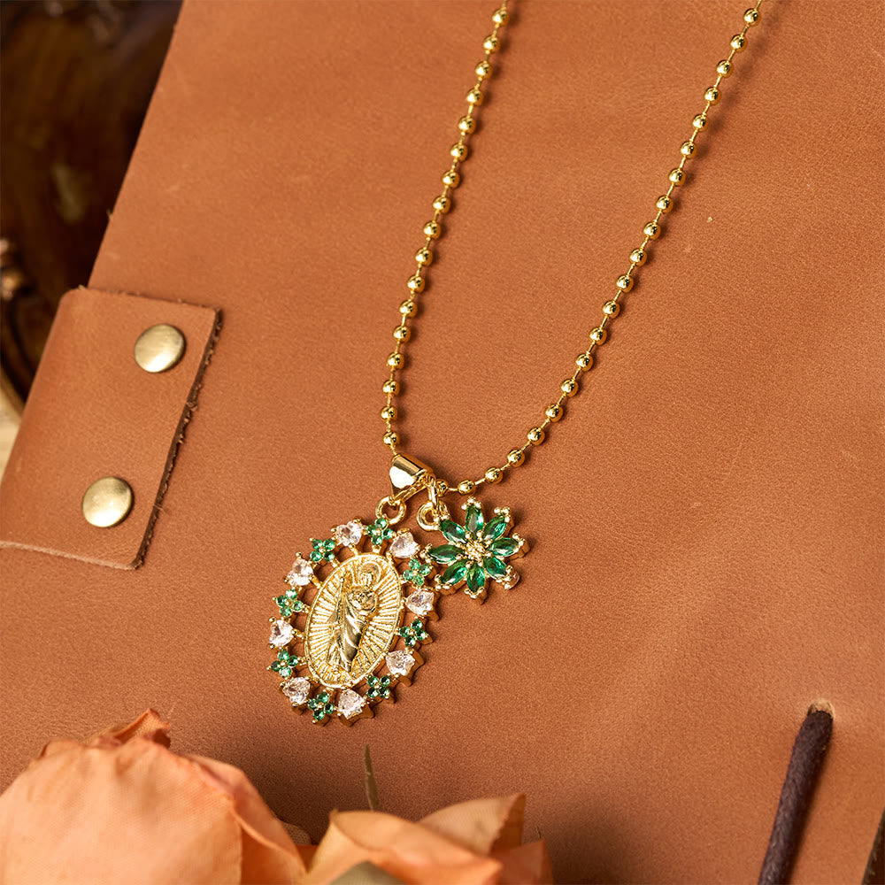 Ornate Our Lady & Winged Cross Faith Necklace Set