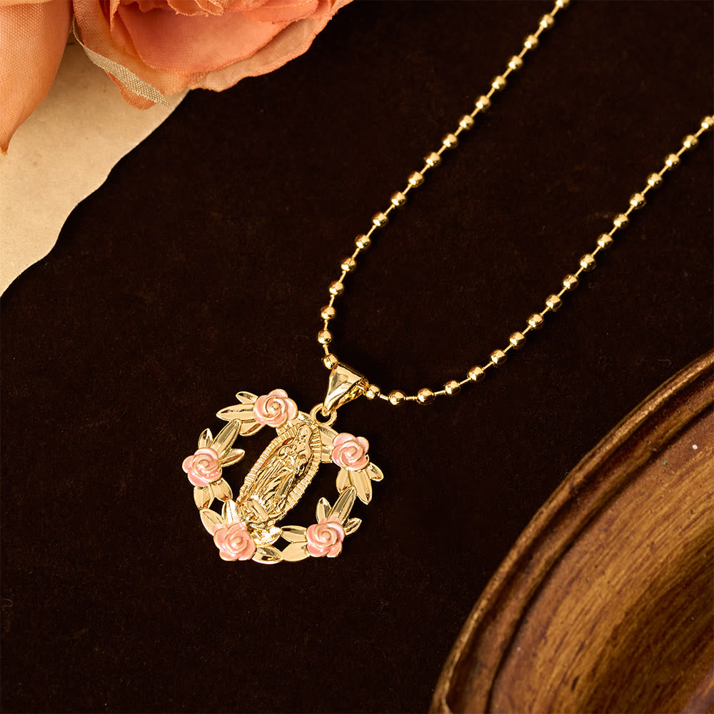Ornate Our Lady & Winged Cross Faith Necklace Set