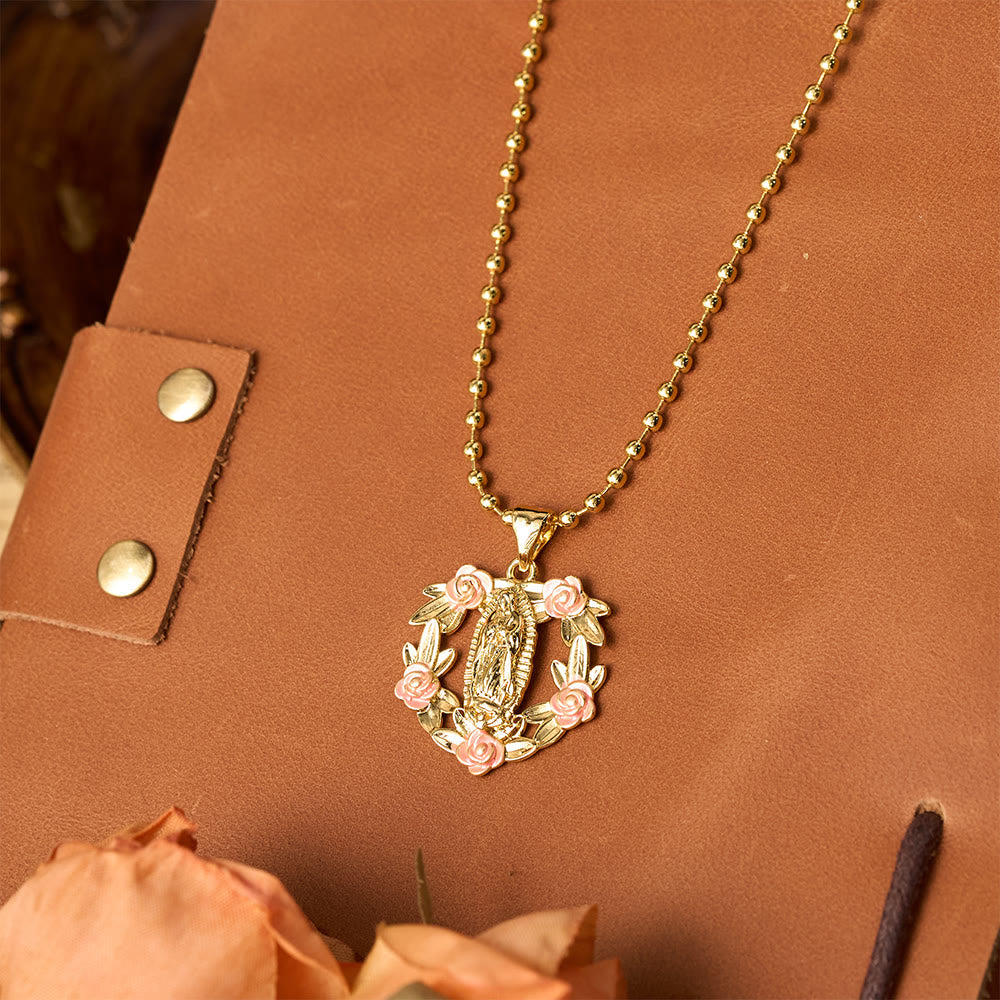 Ornate Our Lady & Winged Cross Faith Necklace Set