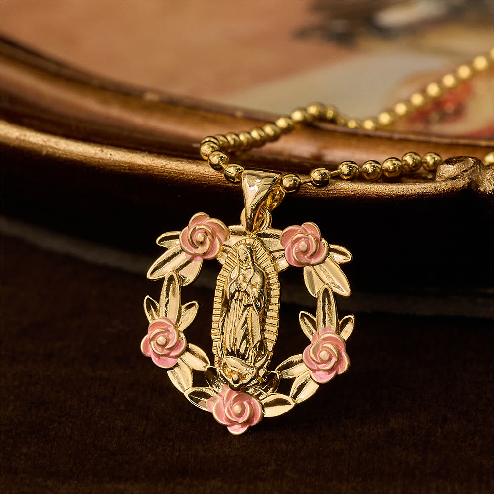 Ornate Our Lady & Winged Cross Faith Necklace Set
