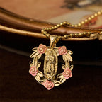 Ornate Our Lady & Winged Cross Faith Necklace Set
