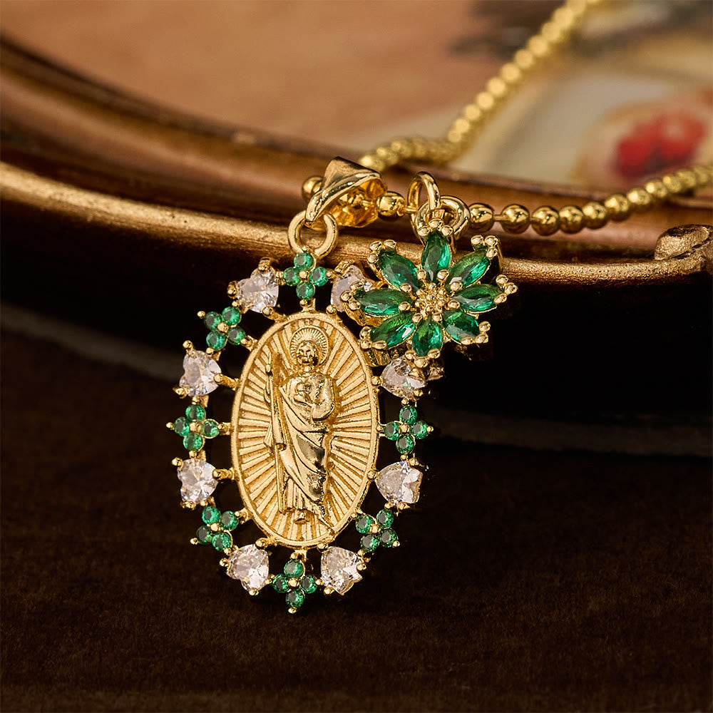 Ornate Our Lady & Winged Cross Faith Necklace Set