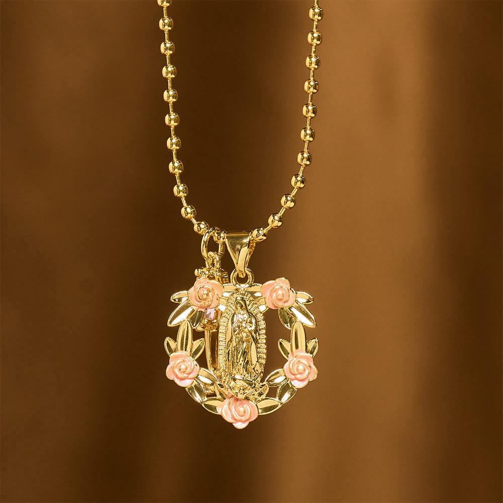 Ornate Our Lady & Winged Cross Faith Necklace Set