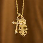 Ornate Our Lady & Winged Cross Faith Necklace Set