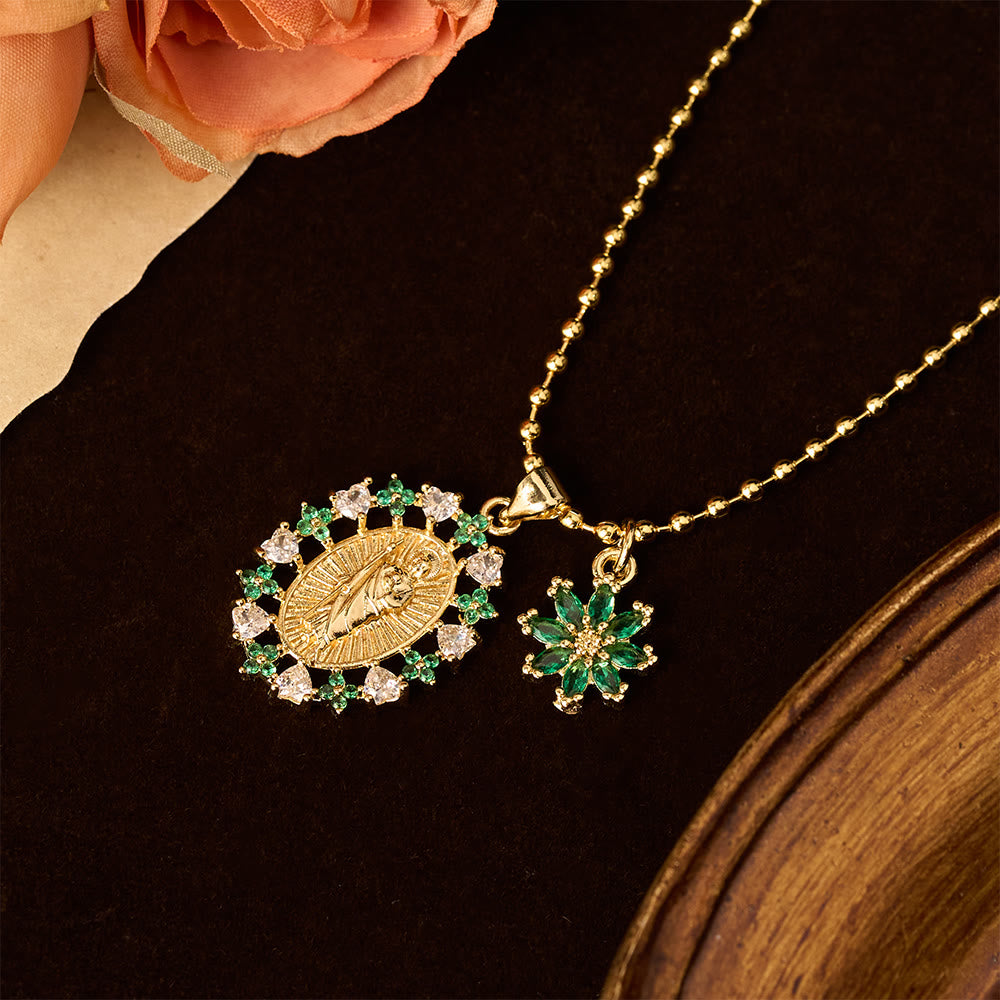 Ornate Our Lady & Winged Cross Faith Necklace Set