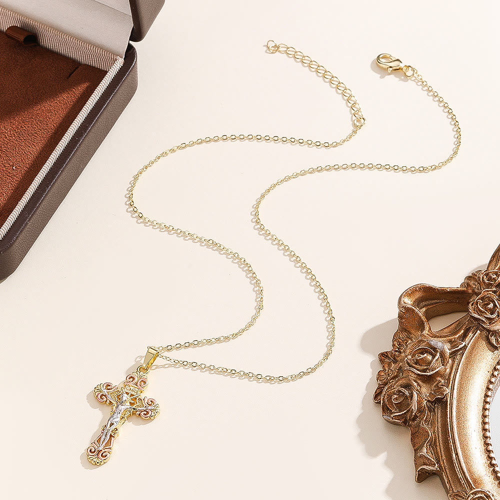 Ornate CZ Cross Faith Necklace
