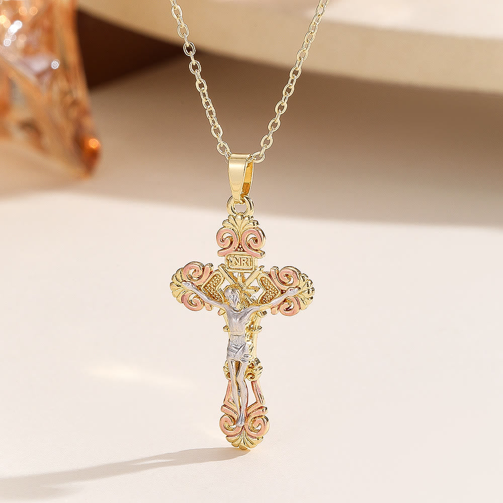Ornate CZ Cross Faith Necklace