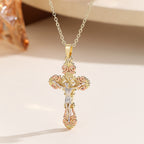 Ornate CZ Cross Faith Necklace