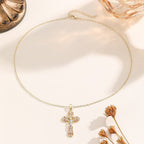Ornate CZ Cross Faith Necklace