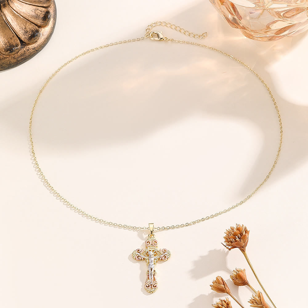 Ornate CZ Cross Faith Necklace