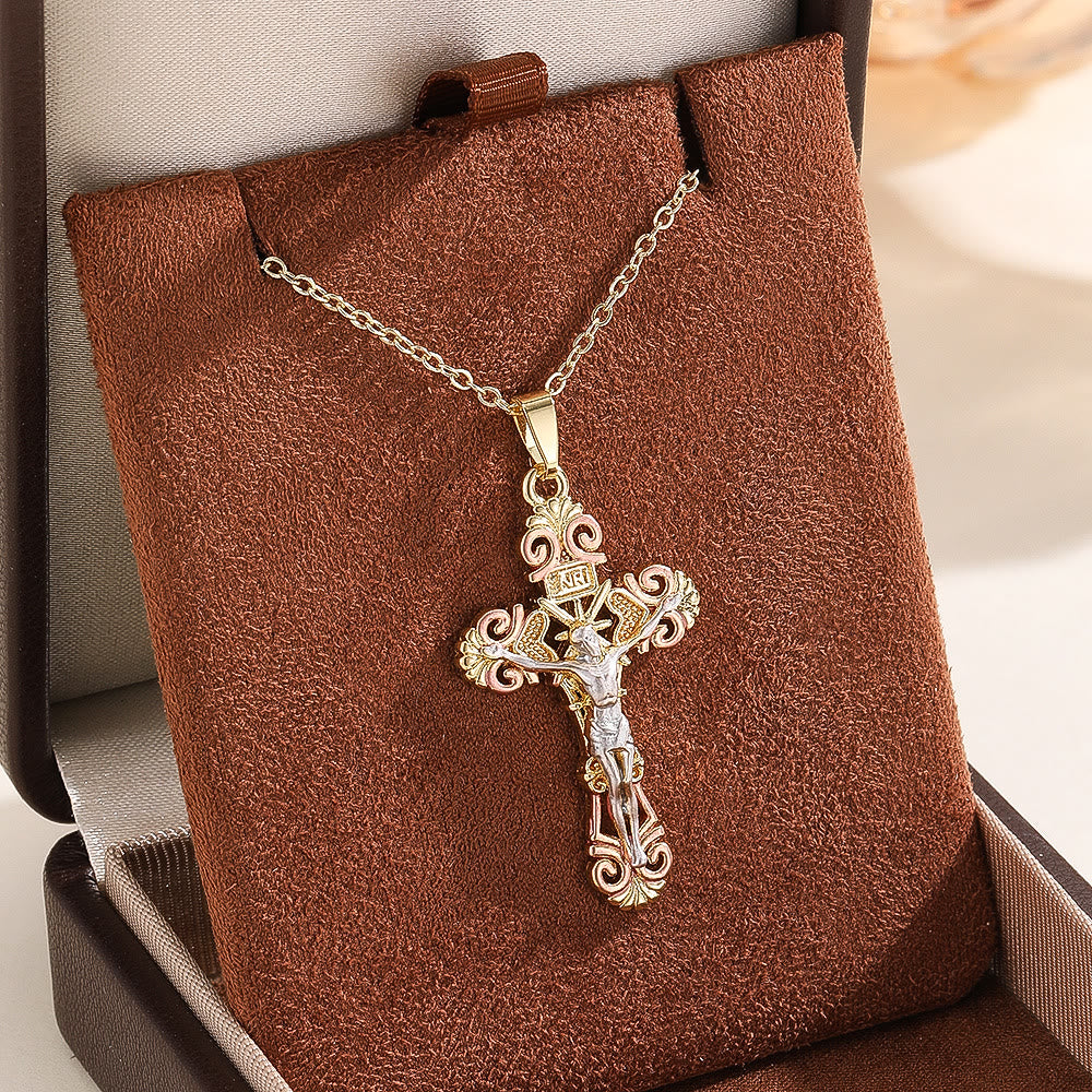 Ornate CZ Cross Faith Necklace