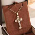 Ornate CZ Cross Faith Necklace