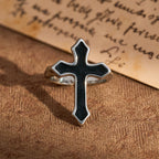 Four-Color Enamel Cross Open Ring