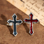 Four-Color Enamel Cross Open Ring