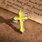 Four-Color Enamel Cross Open Ring