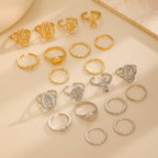 Golden & Silver Marian Cross Ring Set