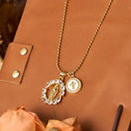 Classic Our Lady & Cross CZ Pendant Set