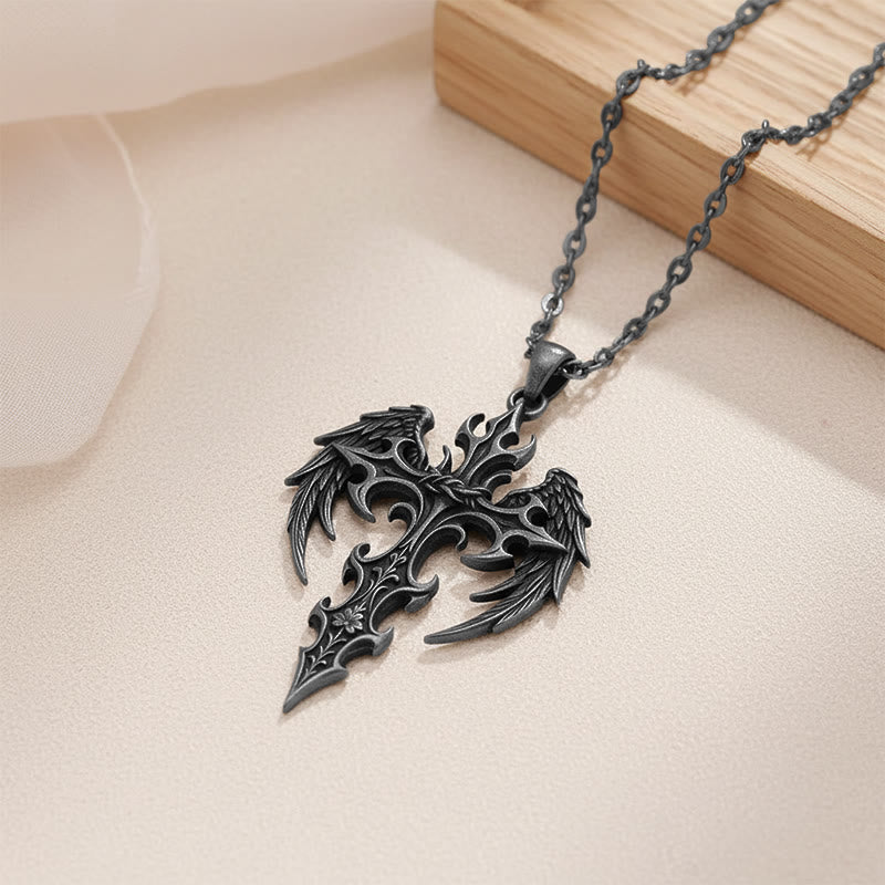 Crown of Thorns Gothic Cross Pendant Necklace