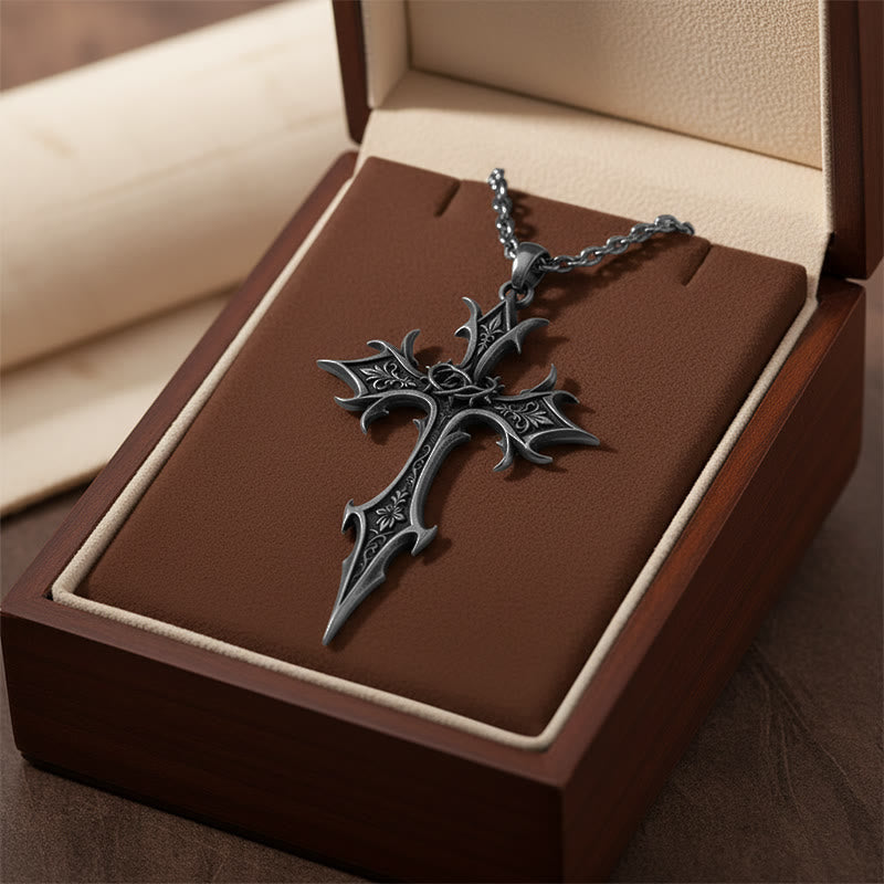 Crown of Thorns Gothic Cross Pendant Necklace