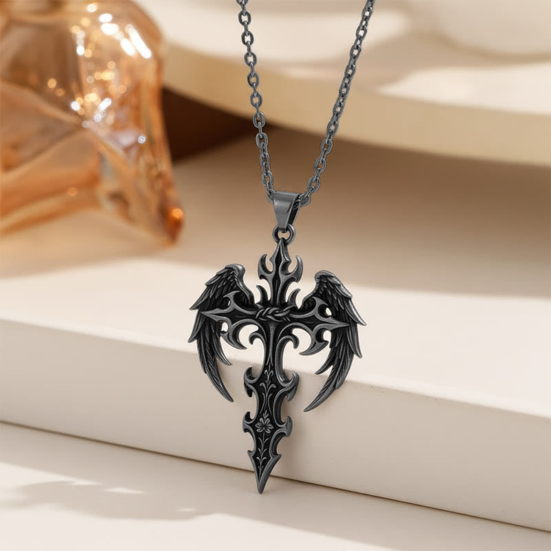 Crown of Thorns Gothic Cross Pendant Necklace