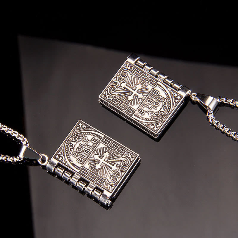 Turnable Cross Holy Bible Pendant Quality Necklace