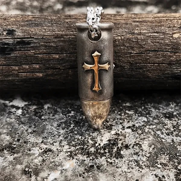 Skull and Crossbones Bullet Pendant Necklace