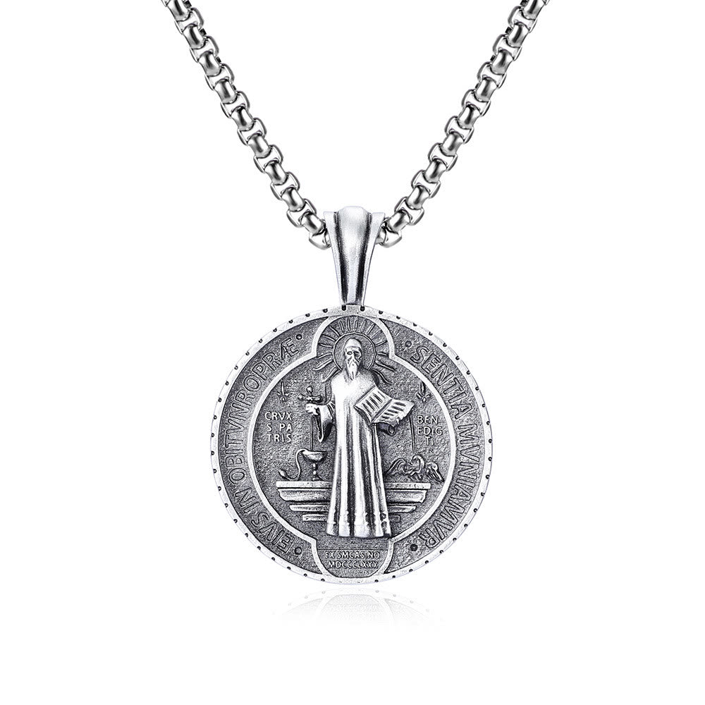 Saint Benedict Vintage Catholic Pendant Necklace