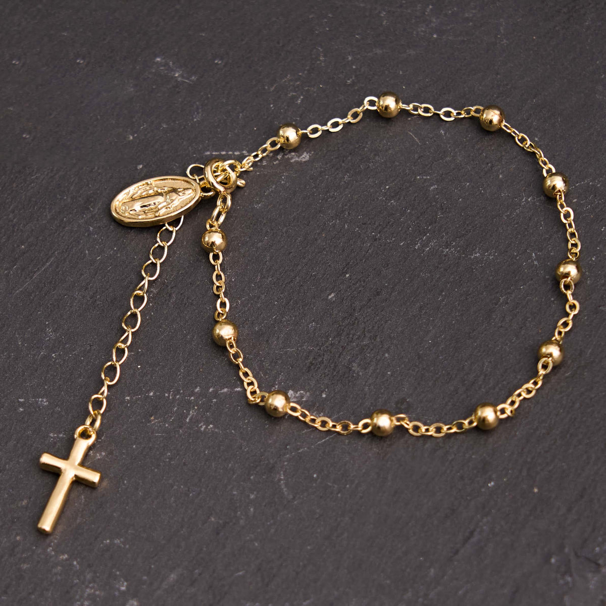 Virgin Mary Medal & Cross Adjustable Simple Casual Bracelet